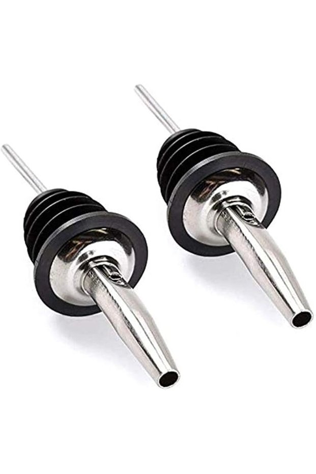 2PCS Wine Pour Spouts Set Stainless Steel bottle spout and Olive Oil Liquor Pourers Dust Caps Covers, Black, LZM96, Wine pourer