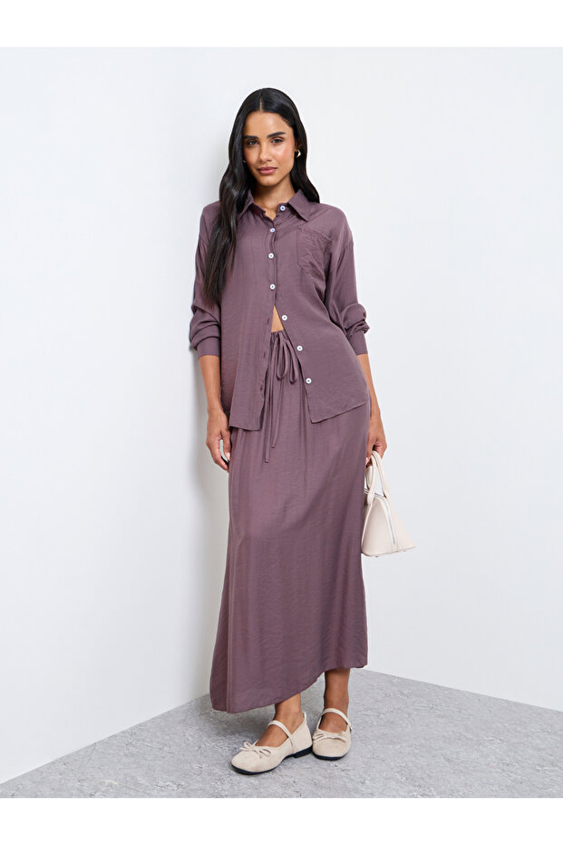 Purple Longline Shirt and Maxi Skirt Co-Ords