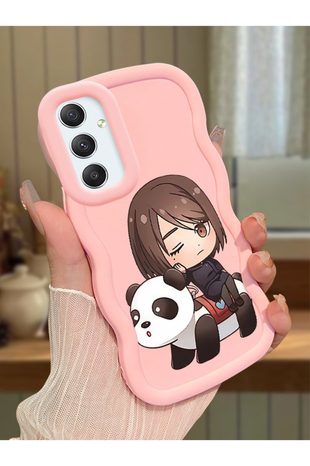 Samsung Galaxy A34 5g Compatible Case Camera Protector Pink Silicone Couple Phone Case Panda Pattern