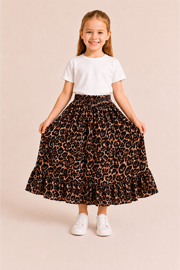 Girl's Long Skirt Summer Patterned Elastic Waist Comfortable Loose Skirt