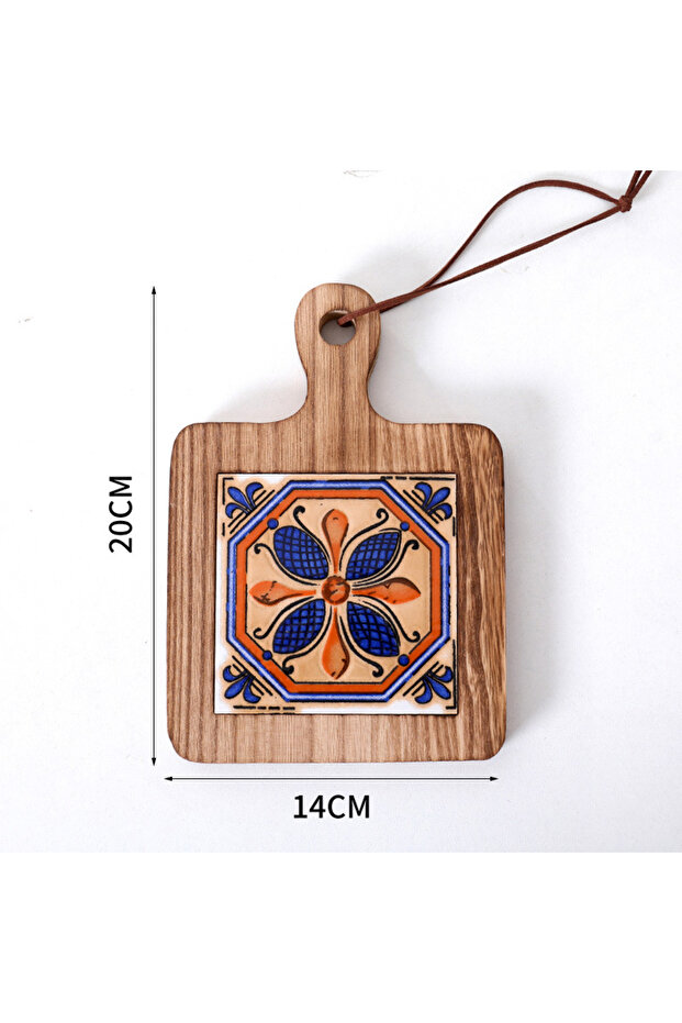20cm 14cm D Vintage Insulation Mat Flower Brick Pot Mat Wooden Plate Coaster Solid Wood Dining Mat S