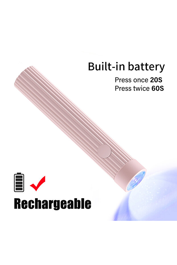 Pink USB Rechargeable Mini Nail Lamp - Cordless UV LED Nail Lamp Curing Portable Manicure Light for