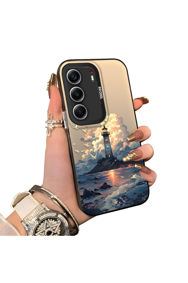 Tecno Camon 40 Compatible Silicone Edge Hard Back Case Couple Phone Case Tower Pattern
