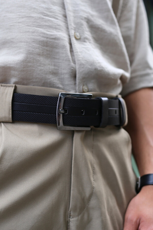 Smt-5125 Men's Genuine Leather Classic Fabric Belt