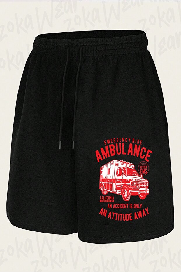 Unisex Ambulance Driver Design Printed Shorts