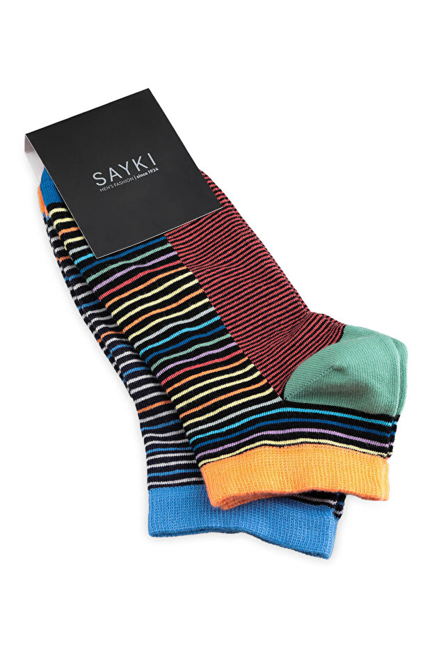 Orange 2-Pack Striped Short Socks