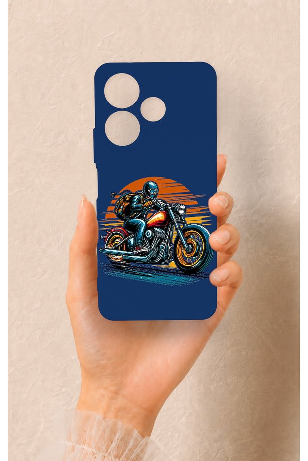 Redmi 13 4g Compatible Moto Rider Patterned Silicone Case
