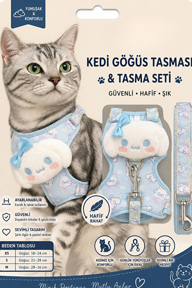 Anti-Escape Breathable Fabric Cat Dog Collar Set