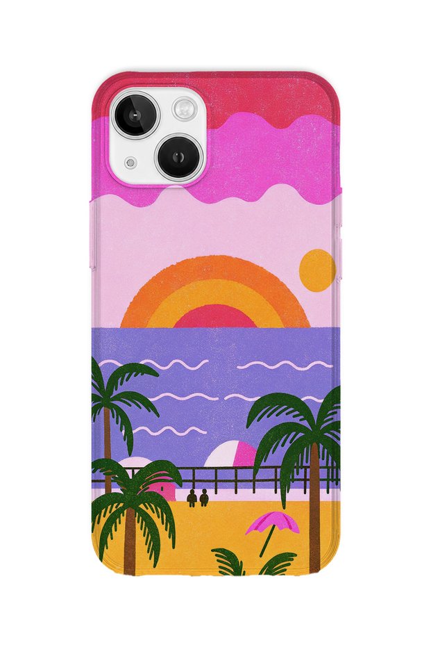iPhone 13 Mini Compatible Printed Transparent Phone Case | Collection: Summer Beach Tropical