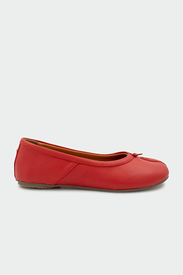Gretel Genuine Leather Women's Red Flat Ballerinas