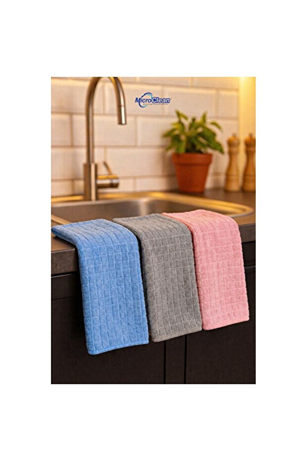 Set of 3 Microfiber Kitchen Cloths, Super Absorbent and Durable