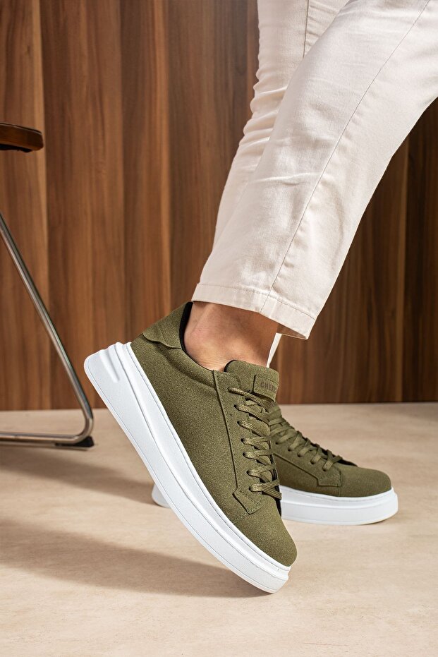 Lace-Up Men's Sneaker Khaki Suede