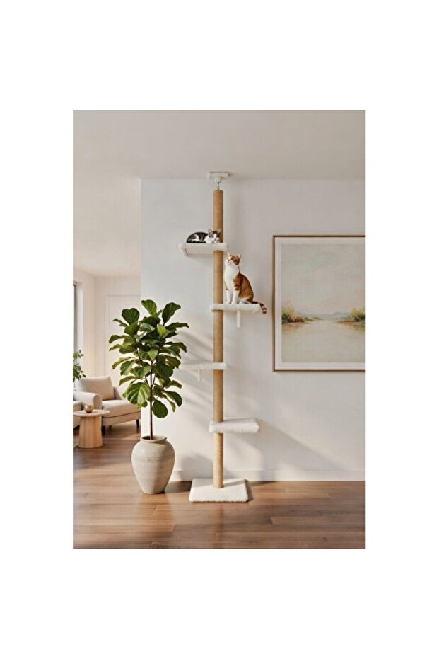 Scratching Ceiling Tower Cat House with Nail Support and Play Area