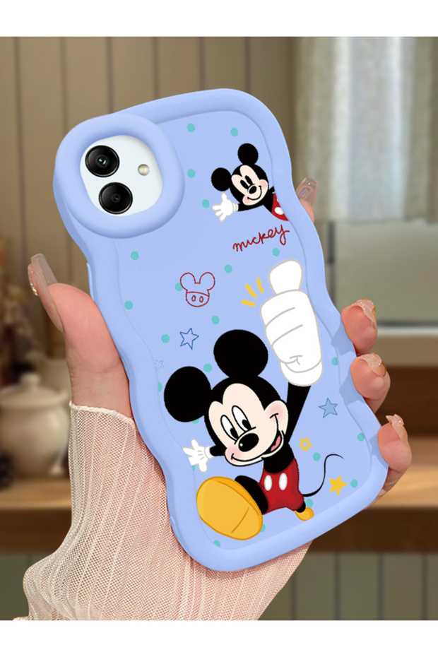 Samsung Galaxy A04 Compatible Case Camera Protector Blue Silicone Couple Phone Case Cute Pattern