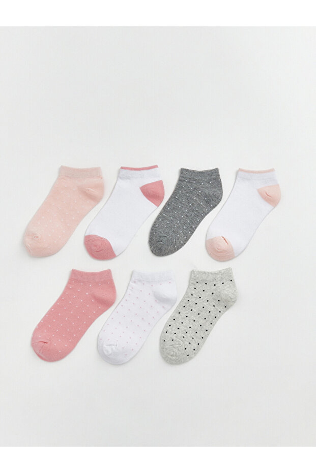 Rmz Gi̇yi̇m Farkiyla Polka Dot Girls' Booties Socks 7-Pack