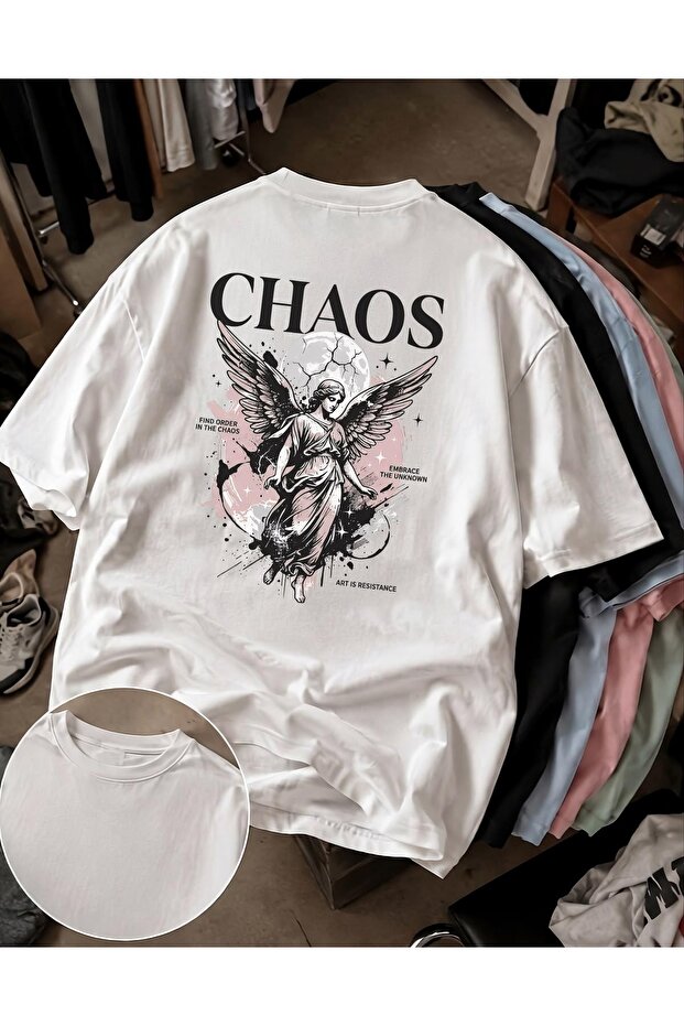 Chaos Women's and Men's Printed Cotton Oversize T-Shirt