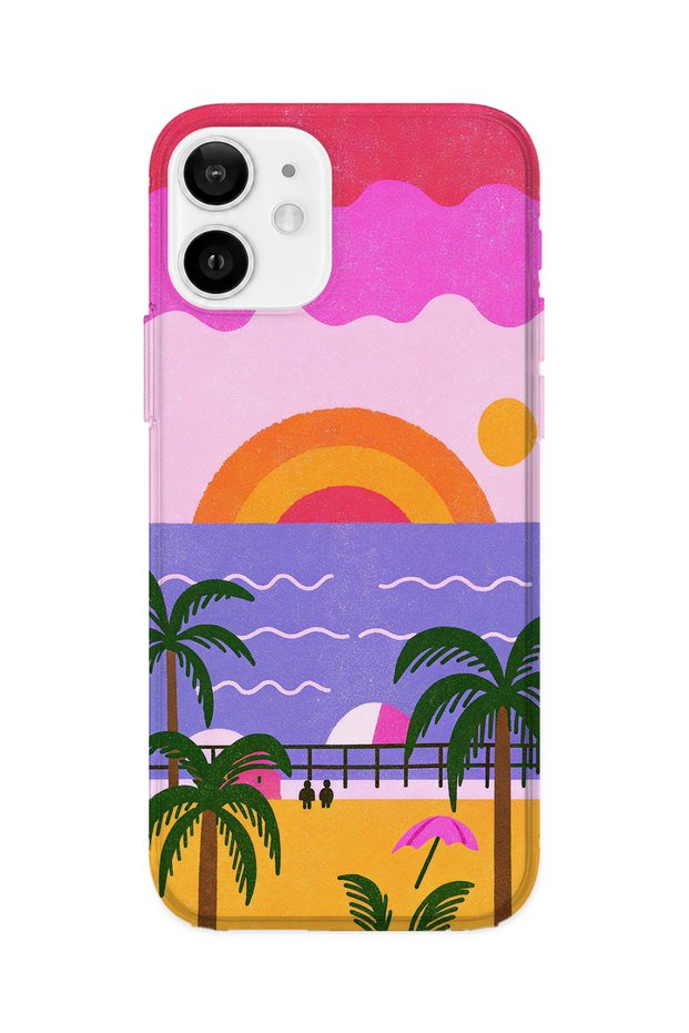 iPhone 12 Mini Compatible Printed Transparent Phone Case | Collection: Summer Beach Tropical