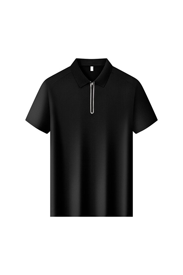 Arw86291 Seri̇ntutan--High Quality Men's Polyamide Polo Collar Tshirt with Zipper