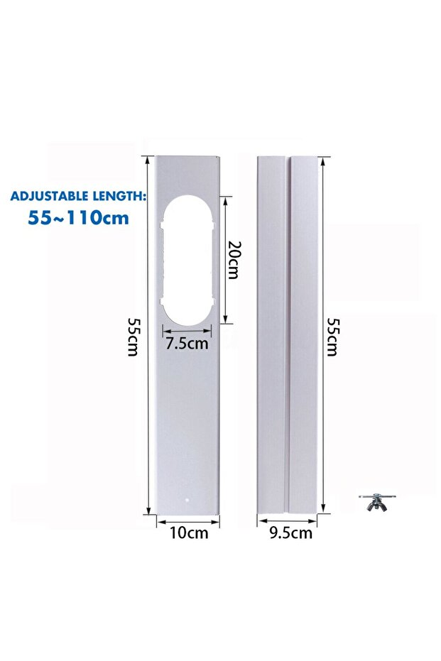 2pc-110cm Newest Portable Window Kit Slide Plate Adjustable Adaptor Wind Shield Exhaust Hose Tube C