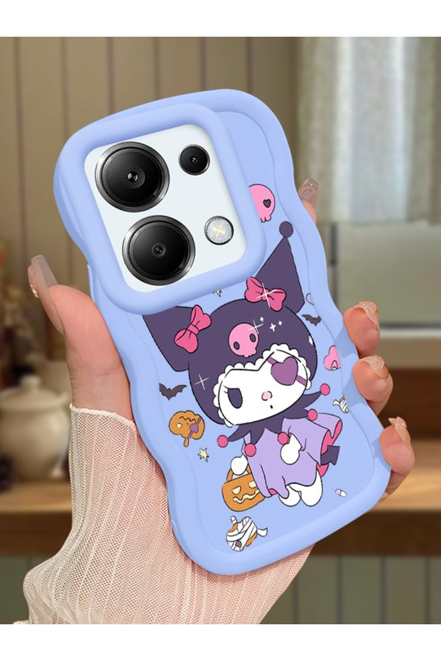Redmi Note 13 Pro 4g Compatible Case Camera Protector Blue Silicone Couple Phone Case Cartoon Pattern