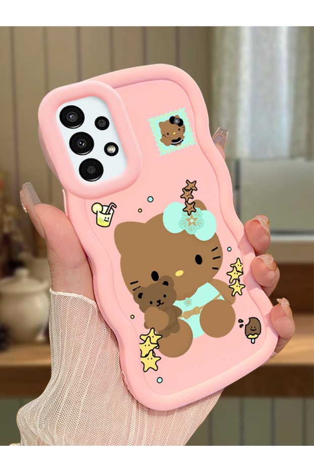 Samsung Galaxy A13 4g Compatible Case Camera Protector Pink Silicone Couple Phone Case Kitty Pattern