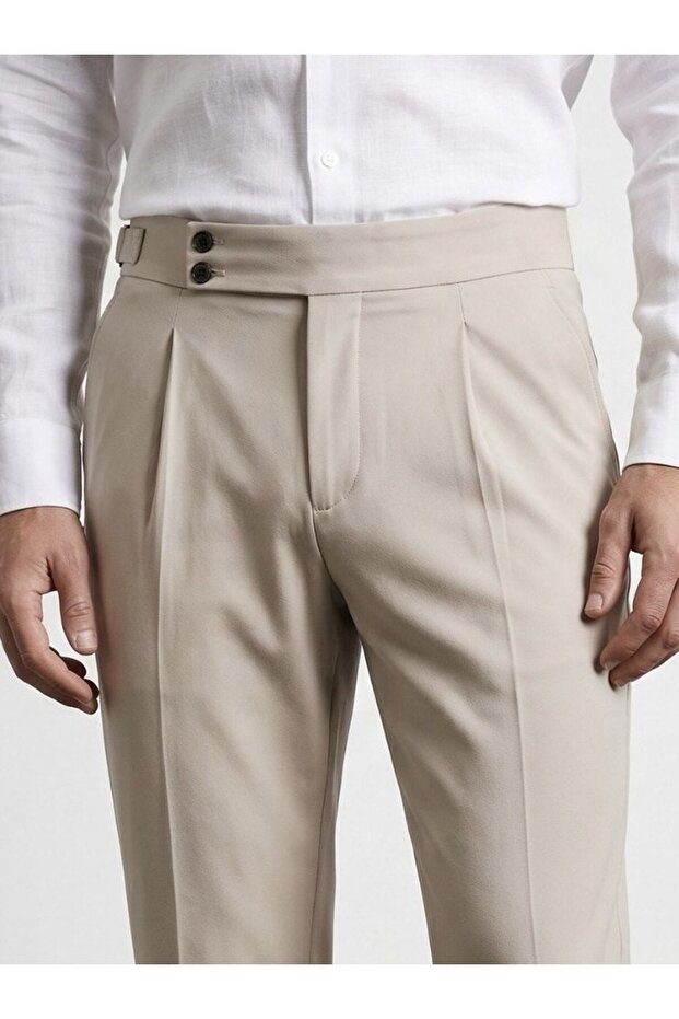 New Season Pleated Old Money Fabric Trousers