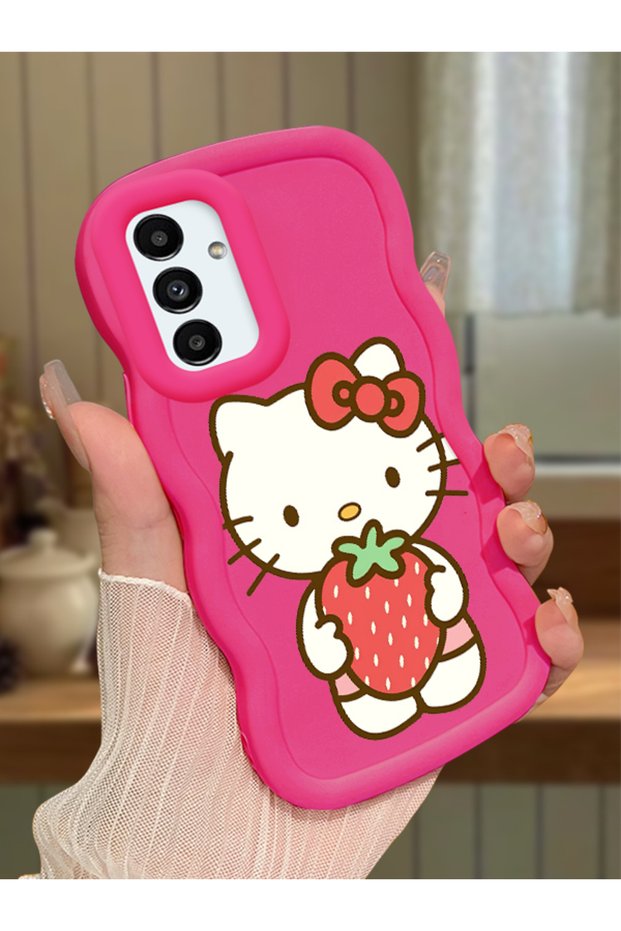 Samsung Galaxy A04S Compatible Case Camera Protector Red Silicone Couple Phone Case Kitty Pattern