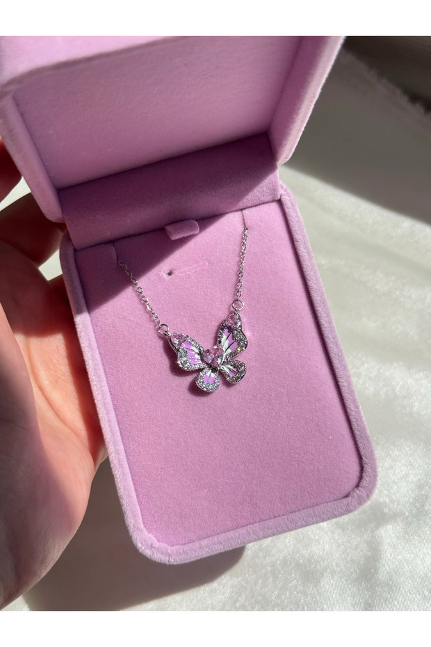 Stainless Steel Butterfly Pinkief Necklace