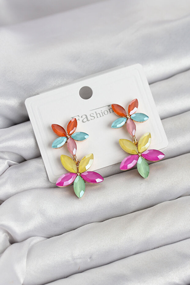 Mixed Color Crystal Flower Earrings Tj-Bkp11908