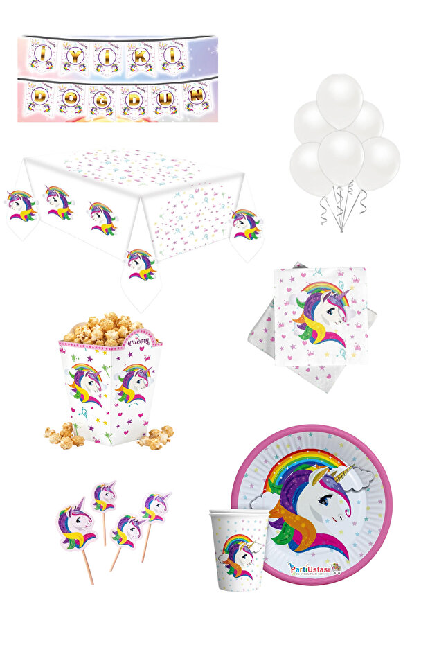 Unicorn Doğum Günü Seti 66 Parça