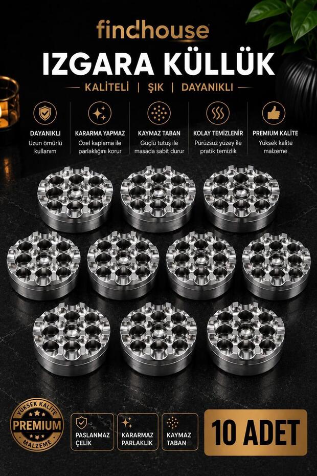 Premium Quality 10 Pieces Silver Color Oval Grid Ashtray for Home, Office, Cafe, New Generation Cafe, Restaurant, Hotel