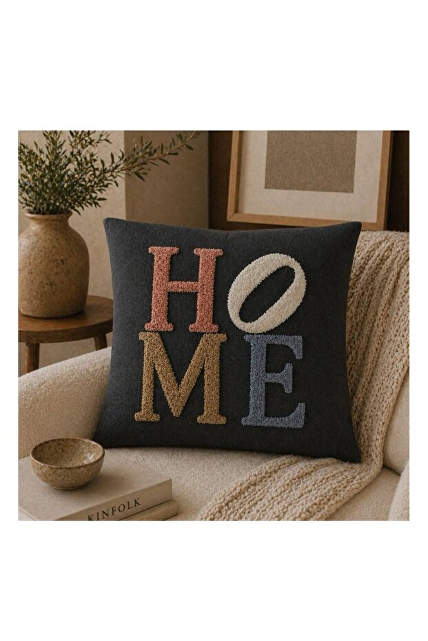 Punch Embroidered Cushion Cover 45X45 cm | Swallow | Home | Anchor | Flower | Patterned
