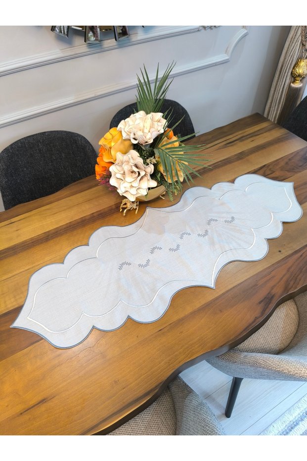 Gray Embroidered Luxury Runner (120 X 45 cm)