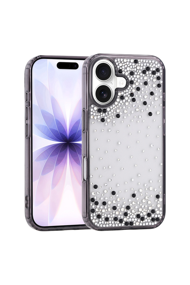 iPhone 17 Case Camera Raised Silvery Drop Stone Silicone Scks