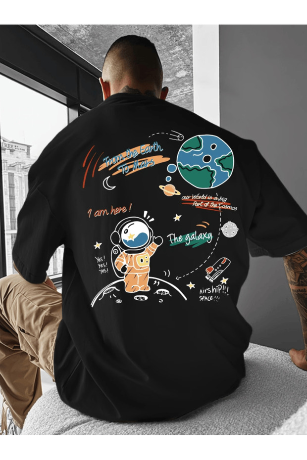 Premium Colorful Space Design Printed Premium Oversize T-Shirt