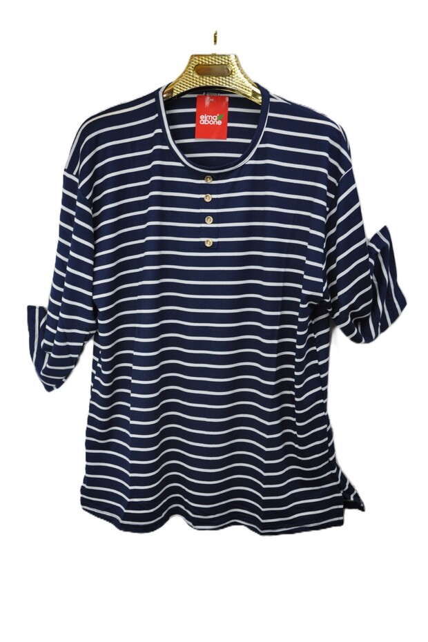 Plus Size Capri Sleeve Combed Cotton Blouse