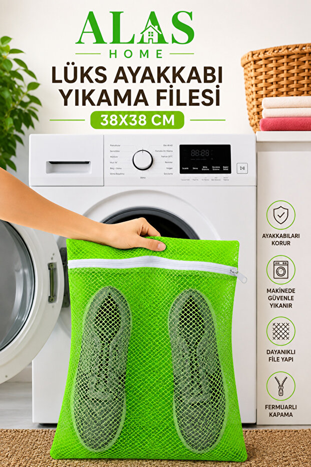 1 Piece Neon Green Zippered Shoe Washing Net