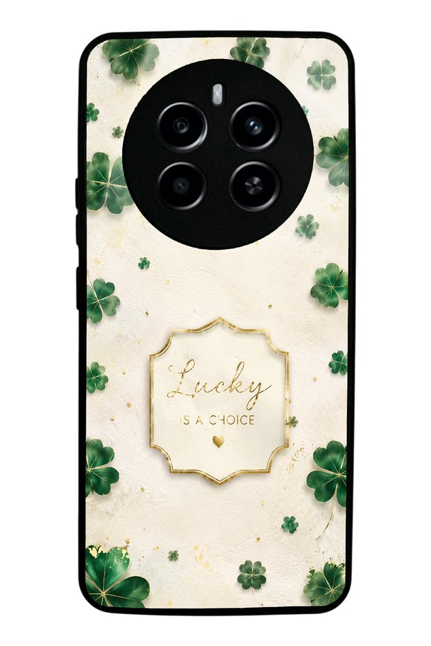 Realme 12 Pro Plus Ivory Lucky Clover Design Glossy Phone Case