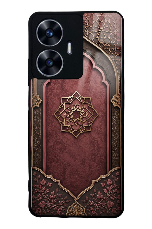 Realme C55 Burgundy Glossy Phone Case with Ottoman Emblem Design