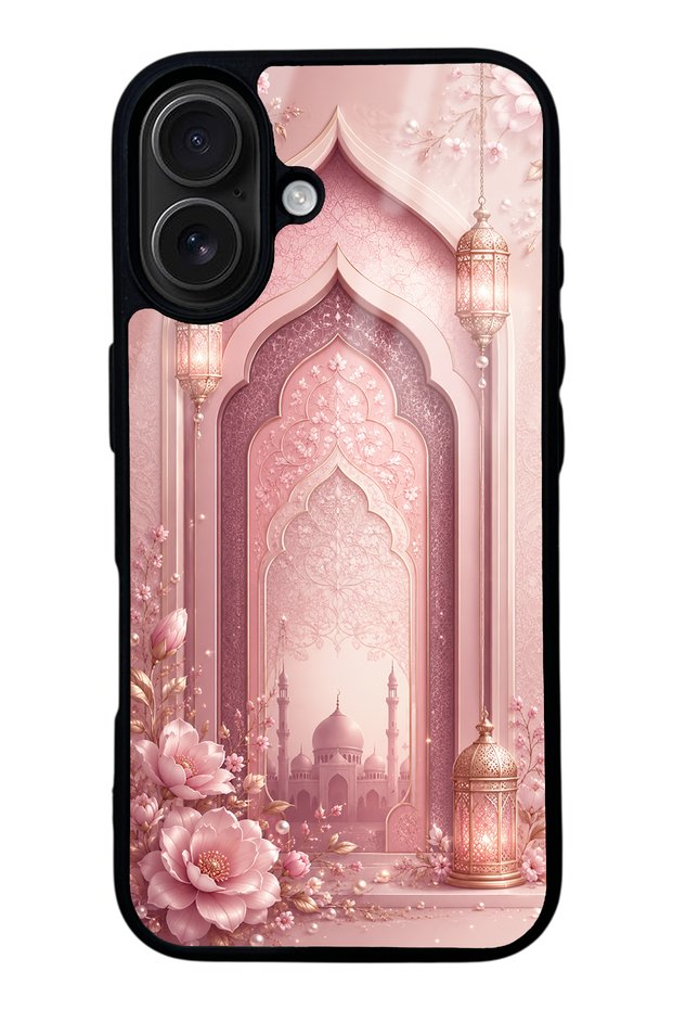iPhone 16 Blush Palace Garden Design Glossy Phone Case