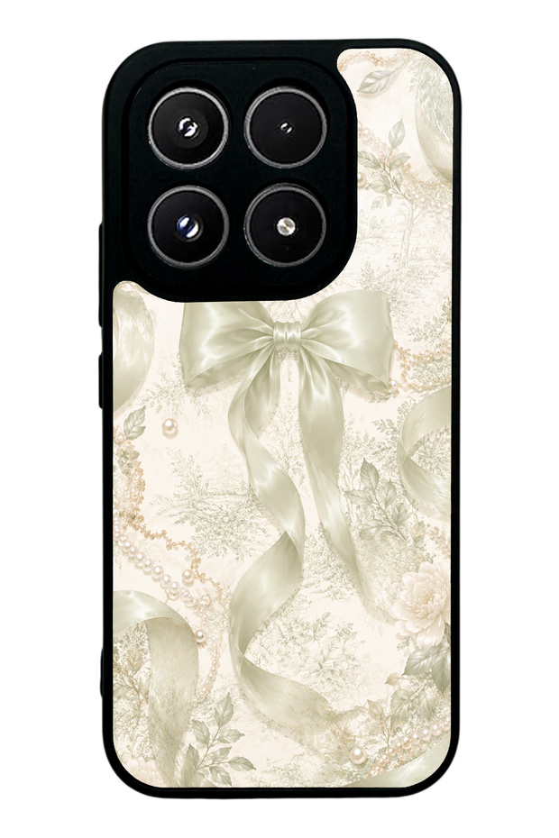Xiaomi 17 Glossy Phone Case with Ivory Pearl Bow Design