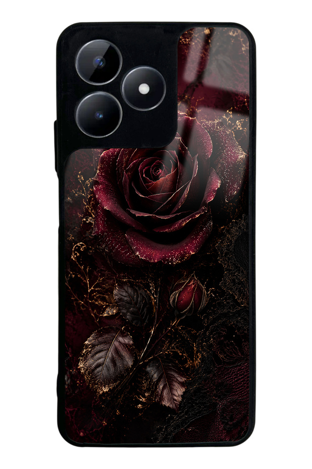 Realme C53 Glossy Phone Case with Midnight Velvet Rose Design