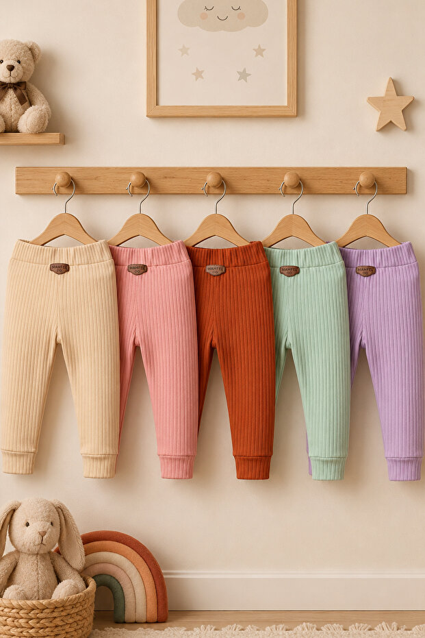 5-Pack 100% Cotton Flexible Ribbed Baby Alpine Pants Unisex
