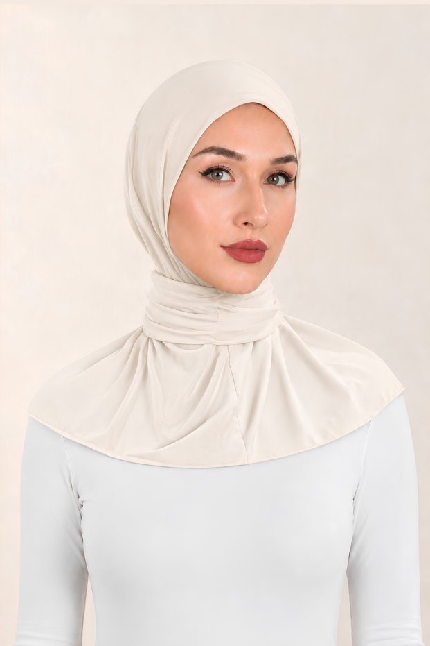 Women's Hijab Practical Snap-On Sandy Scarf Ready-To-Wear Sea and Pool Compatible Cap | Boyun Kapatan Sandy Bone | Non-Slip Ready-To-Wear Bonnet | Daily Sports Hijab Bonnet S