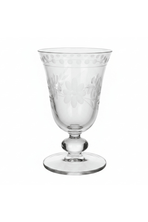 6 PCS Etched Crystal Goblet Set – 12.5 × 8 cm