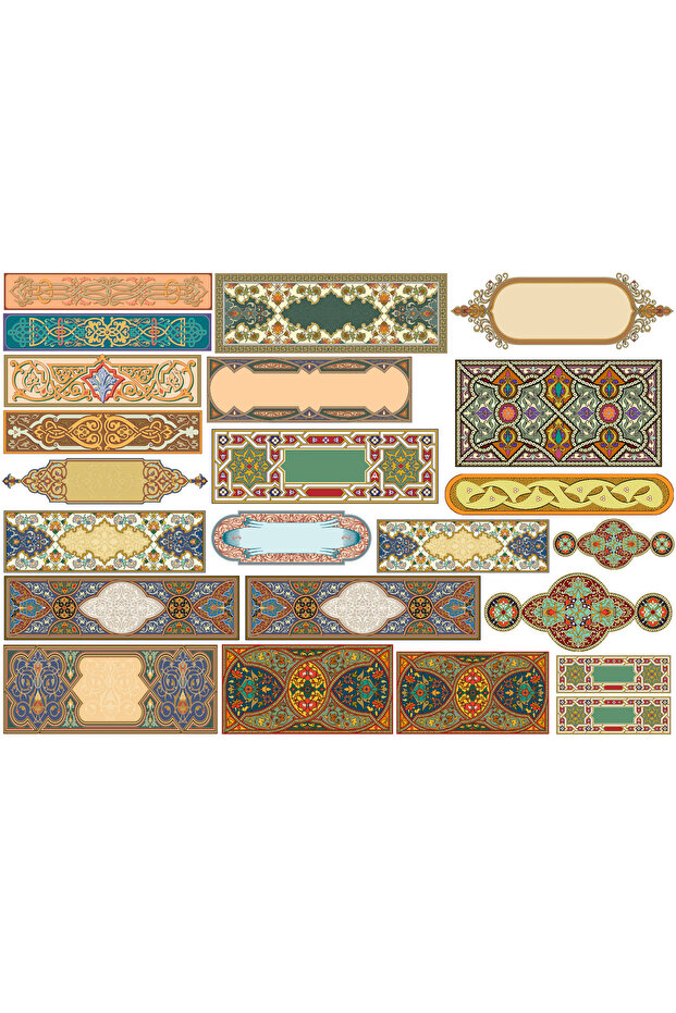 مجموعة ملصقات ذات إطار ونقوش تقليدية (21×31 سم، مجموعة واحدة)