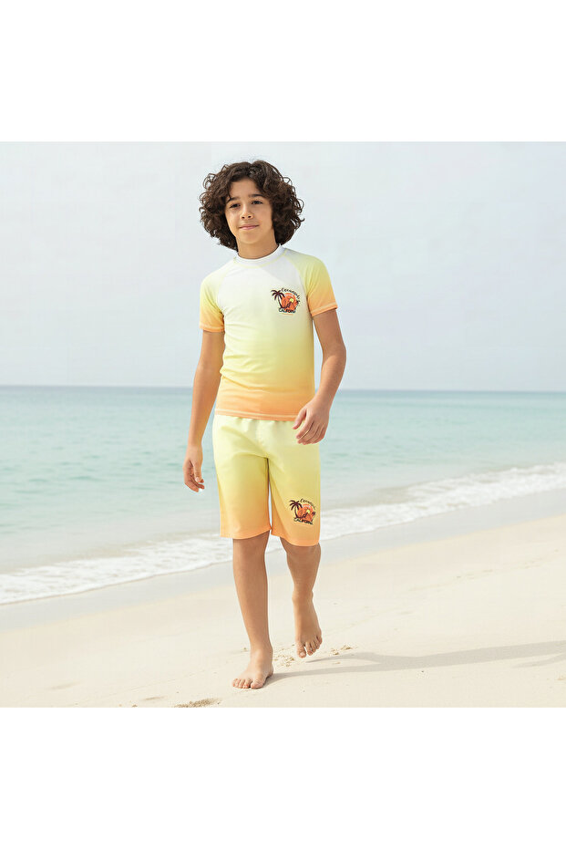Boys Tropical Print Rash Guard Set