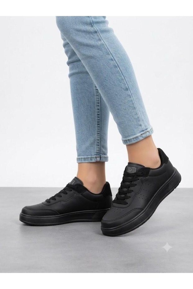 Women's Black Sneaker Daily Orthopedic Sole Walking Sports Shoes