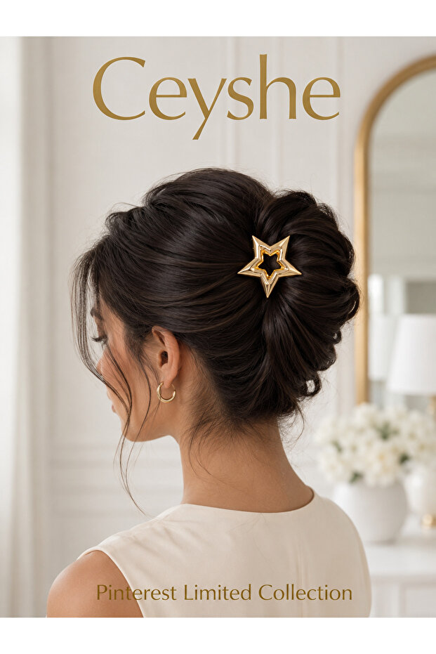 Pinterest Shiny Thick Star Imported Gold Plated Thick Metal Clip Buckle Hair Clip