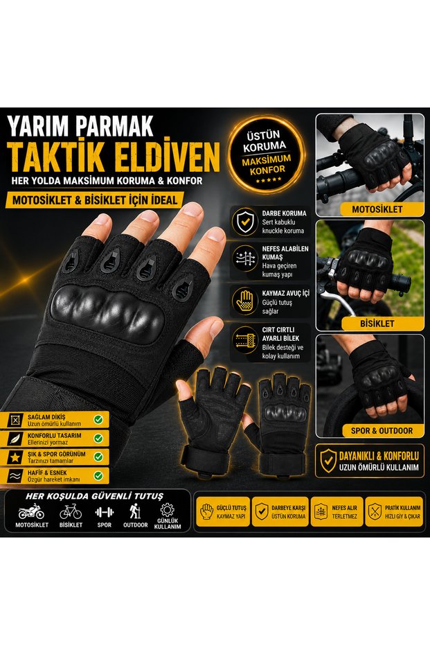 Protected Short Motorcycle Gloves Compliant with the Law Fingerless Gloves Black Cr
